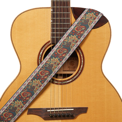 AMUMU 2" Vintage Paisley Guitar Strap β Adjustable 37"β63" | Premium Leather Ends | For Acoustic, Electric & Bass Guitars CO31J